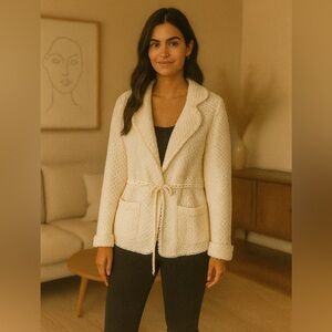 VICE Versa Ivory Tweed Blazer Size Medium